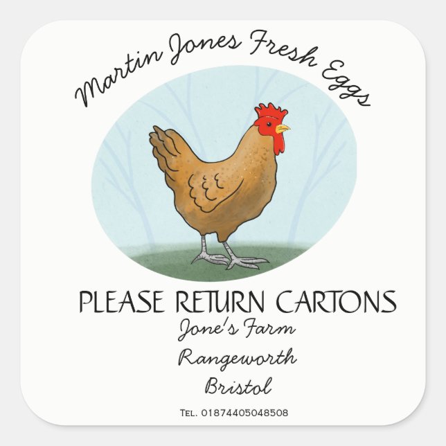 Egg Carton Label customise hens egg box free range (Front)