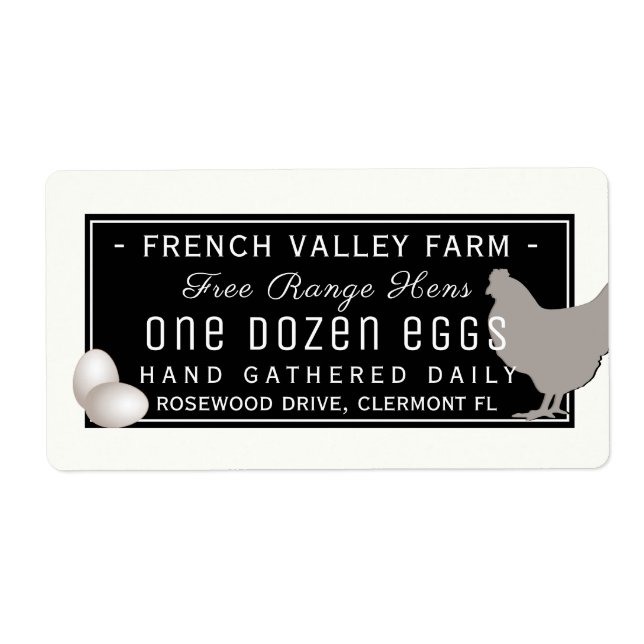 Egg Carton Label Hen and Eggs 3.75" L x 2" H (Front)