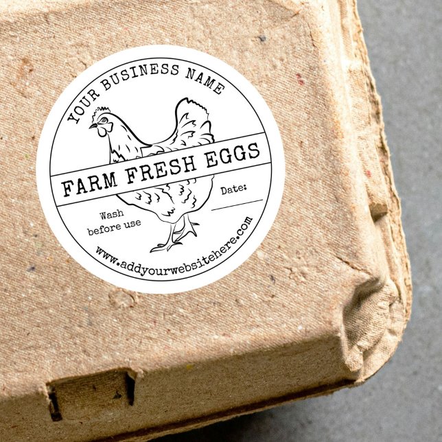 Egg Carton Label Rustic Vintage Farm Fresh Eggs (Minimalist rustic style farm eggs / poultry products round stickers in black and white)