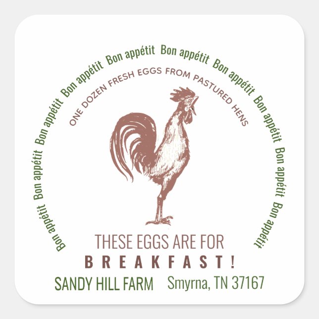 Egg Carton Label with Farm Name or Slogan (Front)