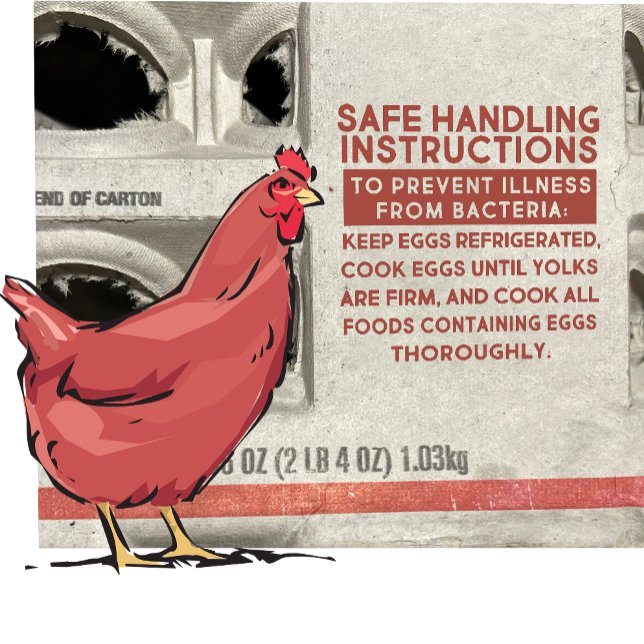 Egg carton MANDATORY SAFE HANDLING INSTRUCTIONS Rubber Stamp (Creator Uploaded)