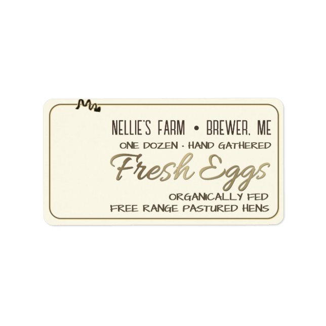 Egg Carton Shipping or Address Label with hen (Front)
