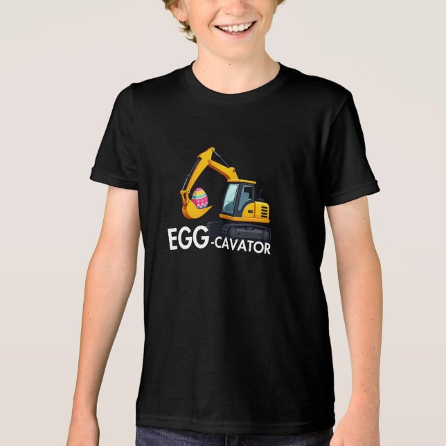 Egg-cavator Easter Excavator Tri-Blend Shirt (Front)