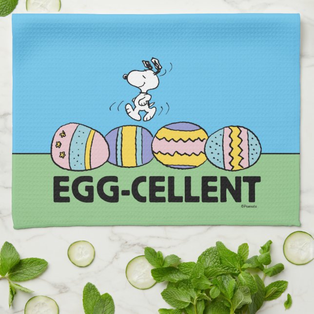 Egg-cellent Snoopy Easter Tea Towel (Folded)