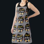 Egg-cited for Breakfast Funny Foodie Pun Design Apron<br><div class="desc">Start your morning with a smile with this playful "Egg-cited for Breakfast" design, perfect for food lovers and brunch enthusiasts alike. Featuring a charming hand-drawn style, this artwork showcases two sunny-side-up eggs alongside crispy bacon strips, all set against a whimsical backdrop of scattered seasonings and vibrant typography. The warm yellow...</div>