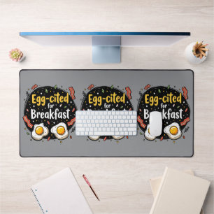 Egg-cited for Breakfast Funny Foodie Pun Design Desk Mat