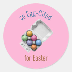 Egg-Cited for Easter Coloured Easter Eggs in Carto Classic Round Sticker