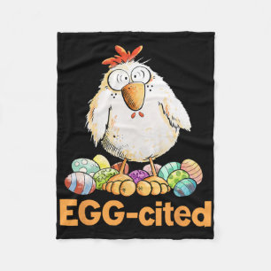 Egg-cited Funny Easter Chicken Design Fleece Blanket
