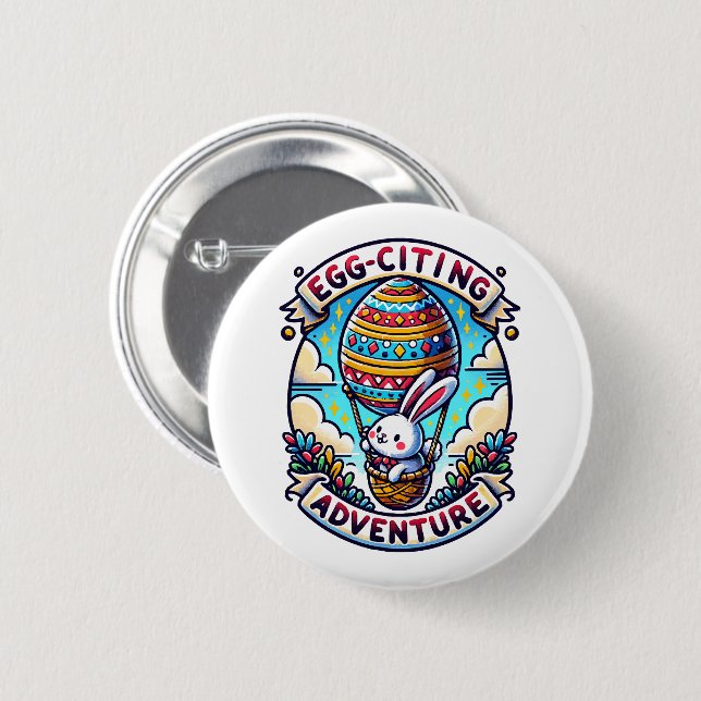 Egg-Citing Adventure 6 Cm Round Badge (Front & Back)