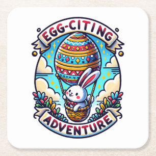 Egg-Citing Adventure Square Paper Coaster