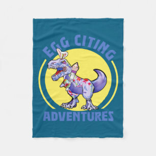 Egg Citing Adventures Easter T Rex Dinosaur Bunny Fleece Blanket