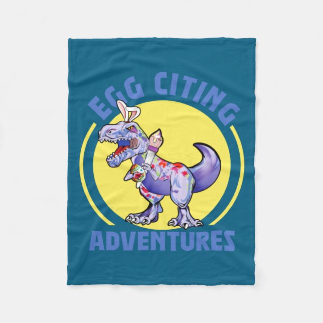 Egg Citing Adventures Easter T Rex Dinosaur Bunny  Fleece Blanket (Front)