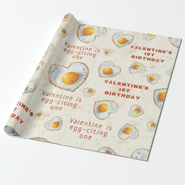 Egg-Citing Baby BBQ First Birthday Wrapping Paper (Unrolled)