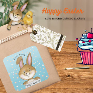 Egg-citing Egg Hunt Kids blue Square Sticker