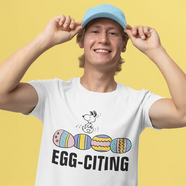 Egg-citing Snoopy Easter T-Shirt (Person wearing t-shirt)