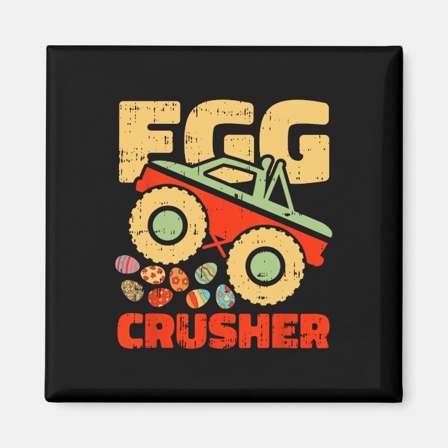 Egg Crusher Easter Monster Truck Funny Spring Boys Magnet (Front)