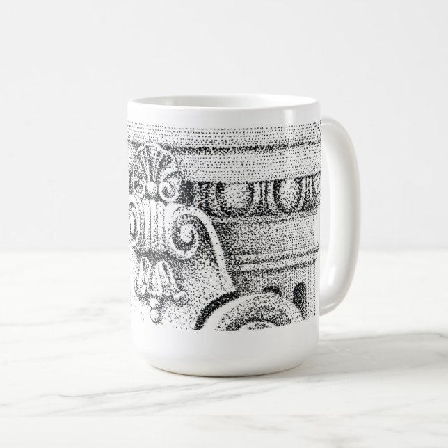 EGG & DART Tall White Mug (Front Right)