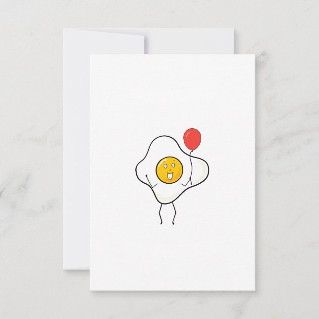 Egg design with balloon, personalise, customise thank you card (Front)