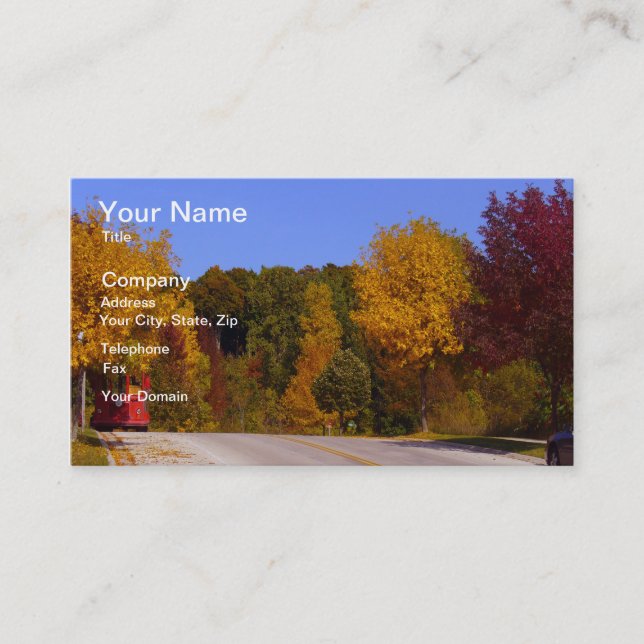 Egg Harbor, WI Fall Season with Trolley Car Business Card (Front)