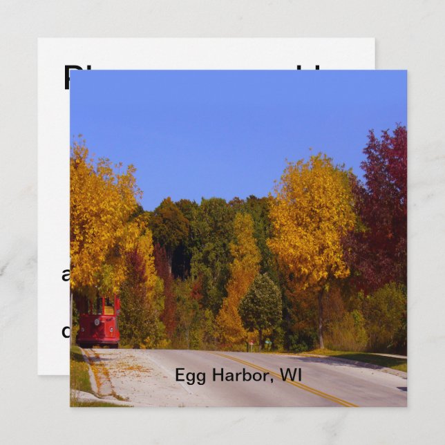 Egg Harbour, WI Fall Season with Trolley Car Invitation (Front/Back)