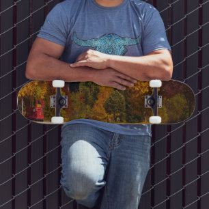 Egg Harbour, WI Fall Season with Trolley Car Skateboard