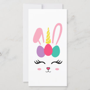 Egg Headband Cute Easter Bunny Girl Ears Face  Holiday Card