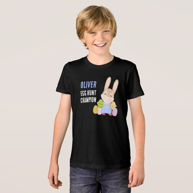 Egg Hunt Champion Cute Easter Bunny Tri-Blend Shirt (Front Full)