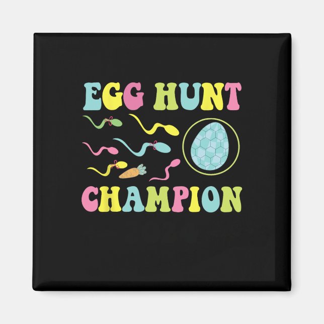Egg Hunt Champion Funny Dad Easter Pregnancy Annou Magnet (Front)