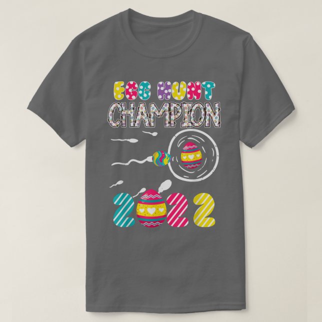 Egg Hunt Champion Funny Easter Pregnancy Announcem T-Shirt (Design Front)