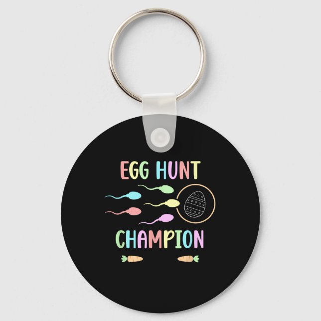 Egg Hunt Champion Men's Easter Pregnancy Announcem Key Ring (Front)