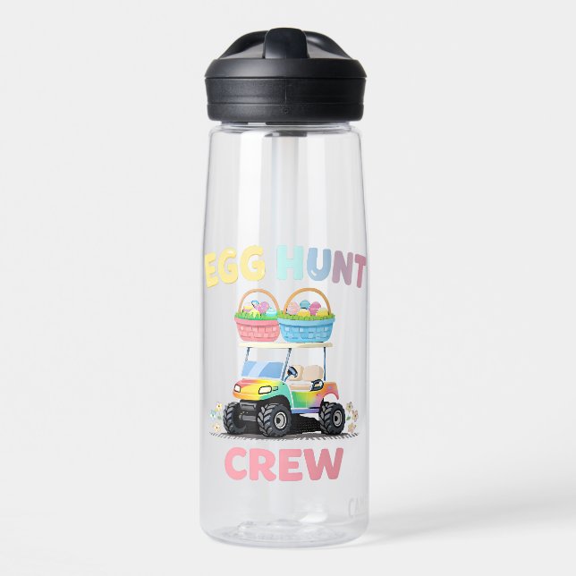 Egg Hunt Crew Family Easter Fun Water Bottle (Front)