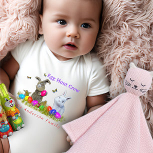 Egg Hunt Crew Personalised Family Name  Baby Bodysuit