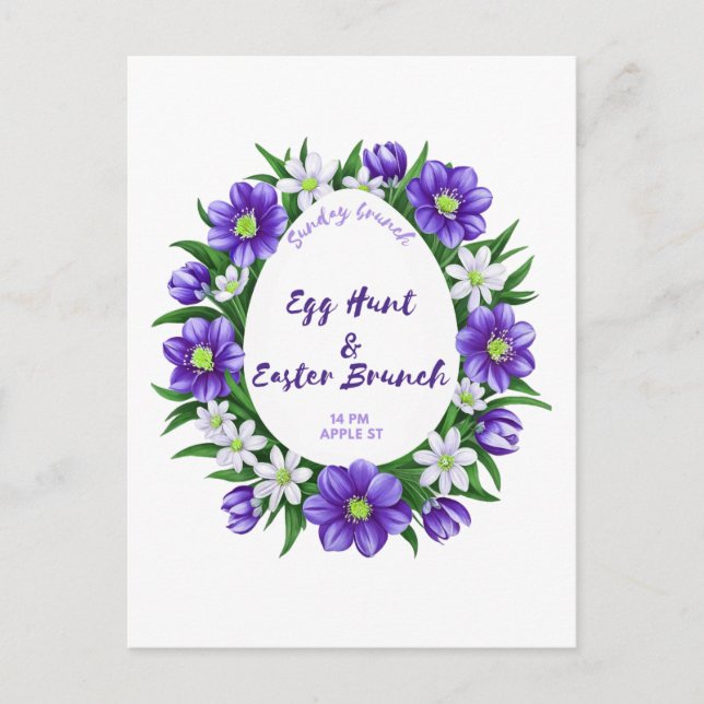 Egg hunt, Easter Brunch invitation Postcard (Front)