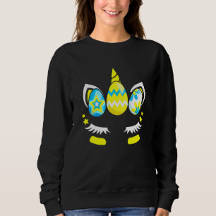 Egg Hunt Easter Day Funny Unicorn Bunny Face Girl Sweatshirt