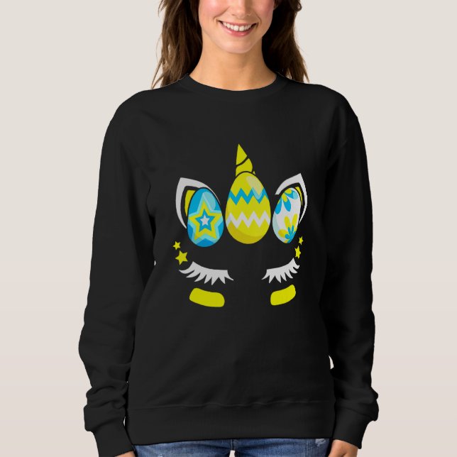 Egg Hunt Easter Day Funny Unicorn Bunny Face Girl  Sweatshirt (Front)