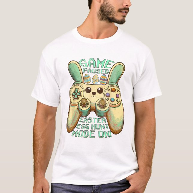 Egg Hunt Gamer Game Paused T-Shirt (Front)