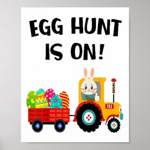 Egg Hunt Is On Tractor Easter Eggs Cute Boys Kids  Poster