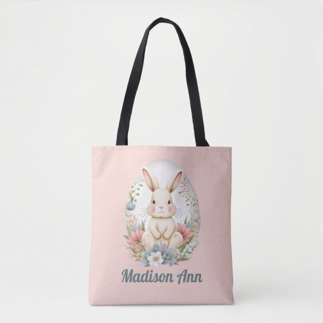 Egg Hunt Personalised Easter Bunny Kids Tote Bag (Front)