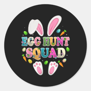 Egg Hunt Squad Bunny Happy Easter Day  Classic Round Sticker