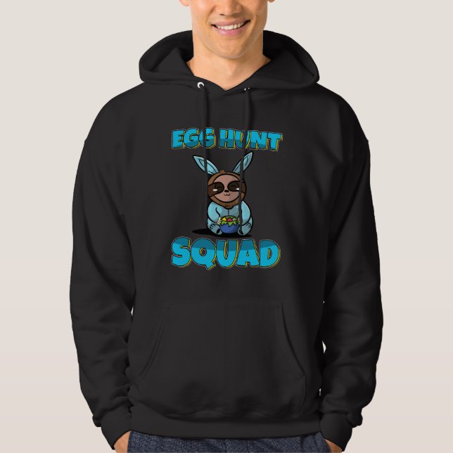 Egg Hunt Squad Cute Sloth Easter Eggs Hunting Hoodie (Front)