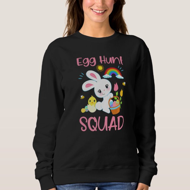 EGG HUNT SQUAD Funny Easter Bunny Rabbit Christian Sweatshirt (Front)