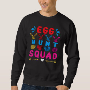 Egg Hunt Squad Leopard Buffalo Plaid Red Happy Eas Sweatshirt