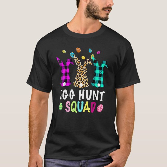 Egg Hunt Squad Leopard Easter Bunny Rabbit Womens  T-Shirt (Front)