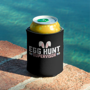 Egg Hunt Supervisor Funny Easter Bunny Rabbit Can Cooler