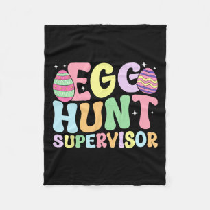 Egg Hunt Supervisor Retro Egg Hunting Party Mum Da Fleece Blanket