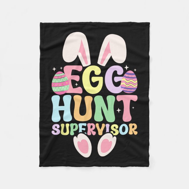 Egg Hunt Supervisor Retro Egg Hunting Party Mum Da Fleece Blanket (Front)