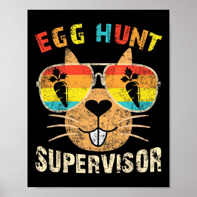 Egg Hunt Supervisor Retro Egg Hunting Party Mum Da Poster (Front)