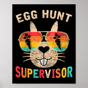 Egg Hunt Supervisor Retro Egg Hunting Party Mum Da Poster