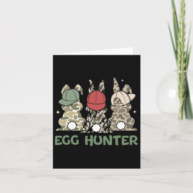Egg Hunter Bunny Rabbit Hunting Easter Day Toddler Card (Front)