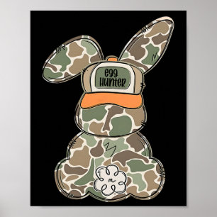 Egg Hunter Bunny With Byckward Cap Hunting Easter  Poster